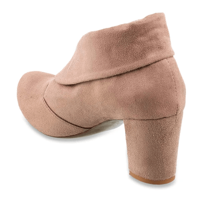 O&E Collar Style Block High Heel Boots for Women - Tan and Brown Corporate Casuals - All Season Formal Footwear