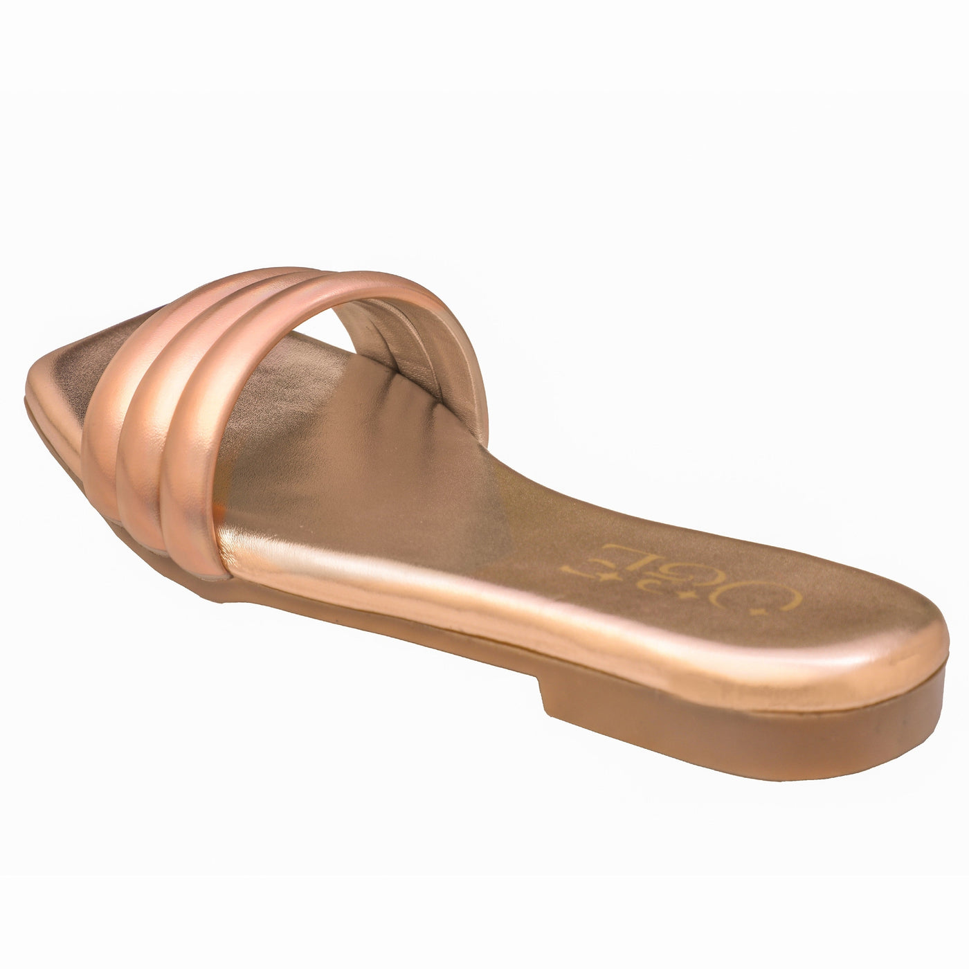 O&E Gold Padded Summer Flats: Women's Wear Sandals | Shiny Flats for Traditional Attire | Solid Colorblocked | Glittery Finish