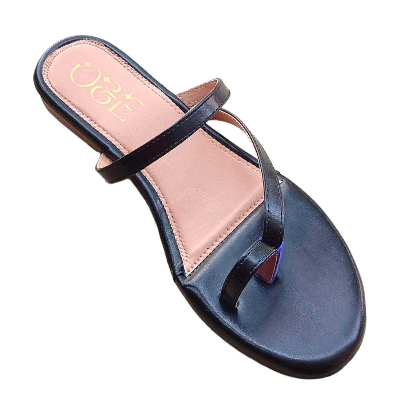 O&E Women's Black Casual Flats | All-Day ease Padding | Anti-Slip TPR Sole | Open-Toe | Open Back