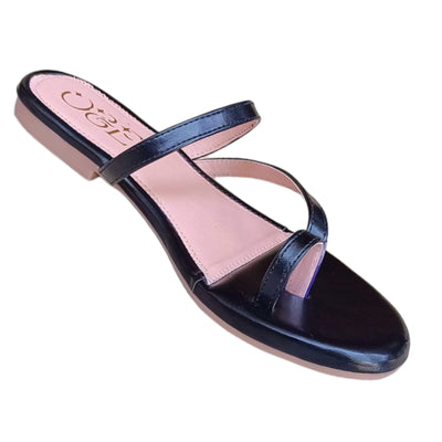 O&E Women's Black Casual Flats | All-Day ease Padding | Anti-Slip TPR Sole | Open-Toe | Open Back